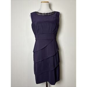 Connected Apparel Beaded Sheath Dress Sz 6 Petite Tiered Party Wedding Cocktail